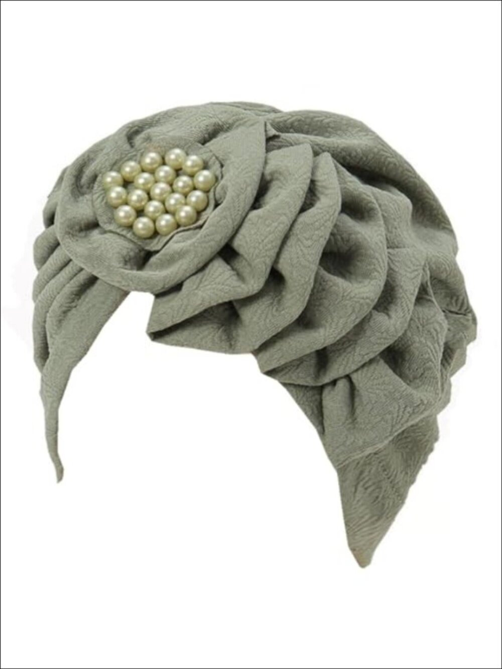 Beaded Flower Turban Chemo Beanie Elastic Head Wrap for Hair Loss
